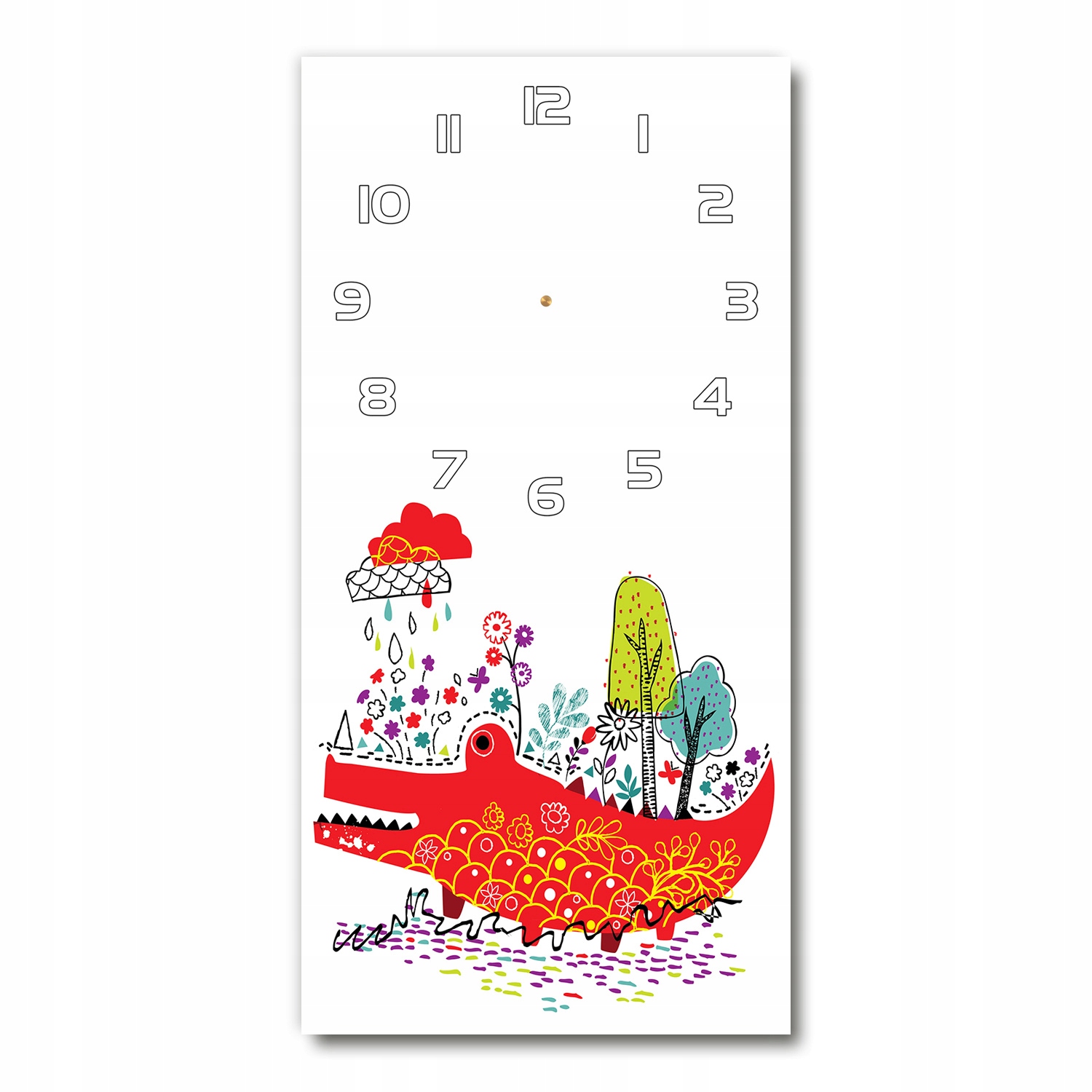 

Cichy szklany zegar na ścianę Krokodyl 30x60 pion
