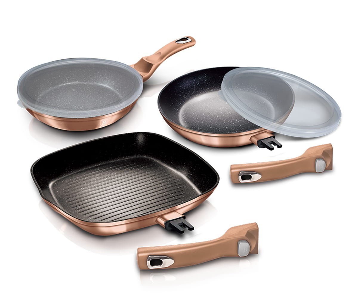 Sada 3 Granitových Pánví S Odnímatelnou Rukojetí, 5 Ks Berlinger Haus, Kov