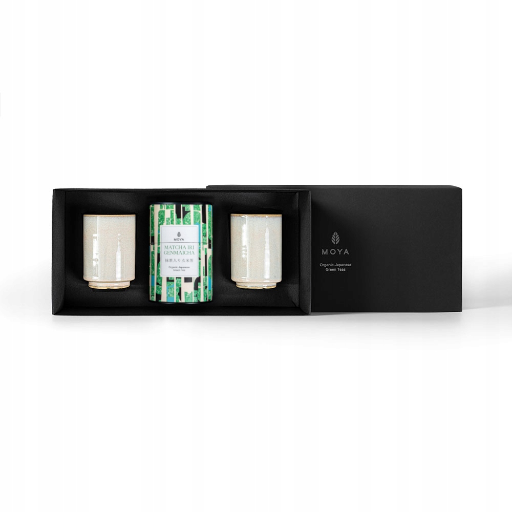 Levně Dárková sada zelený čaj Moya Matcha Iri Genmaicha a 2 hrnků Josei