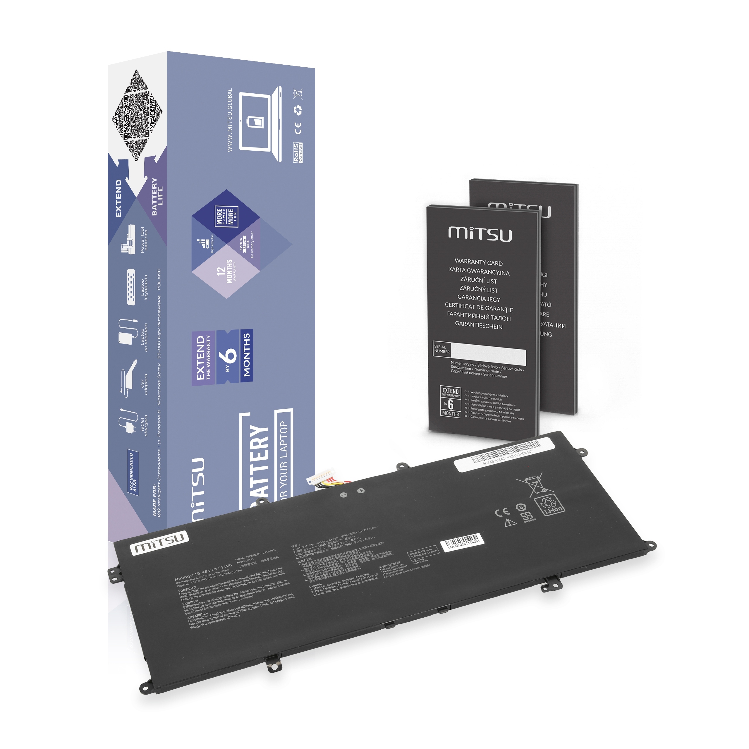 Bateria C41N1904 4ICP5/49/121 do Asus Zenbook UX325EA, UX425EA