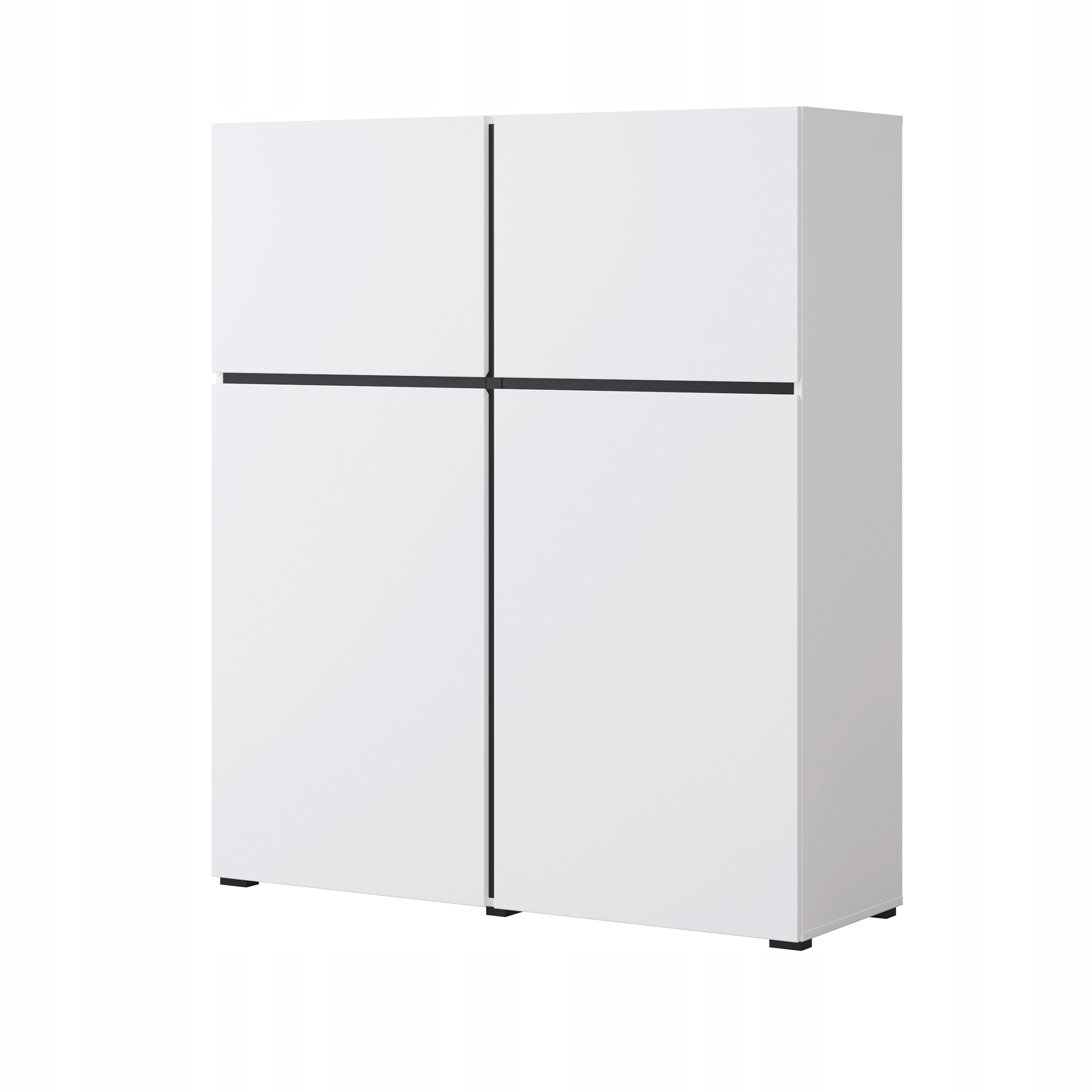 Komoda Incrocio 119 cm do obývacího pokoje Ložnice 4 Dvířka Bílá