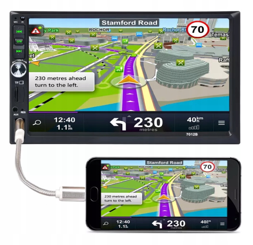 Radio Samochodowe 2DIN 7cali Android Auto Car Play BT USB AUX SD Mikrofon Montaż 2-DIN