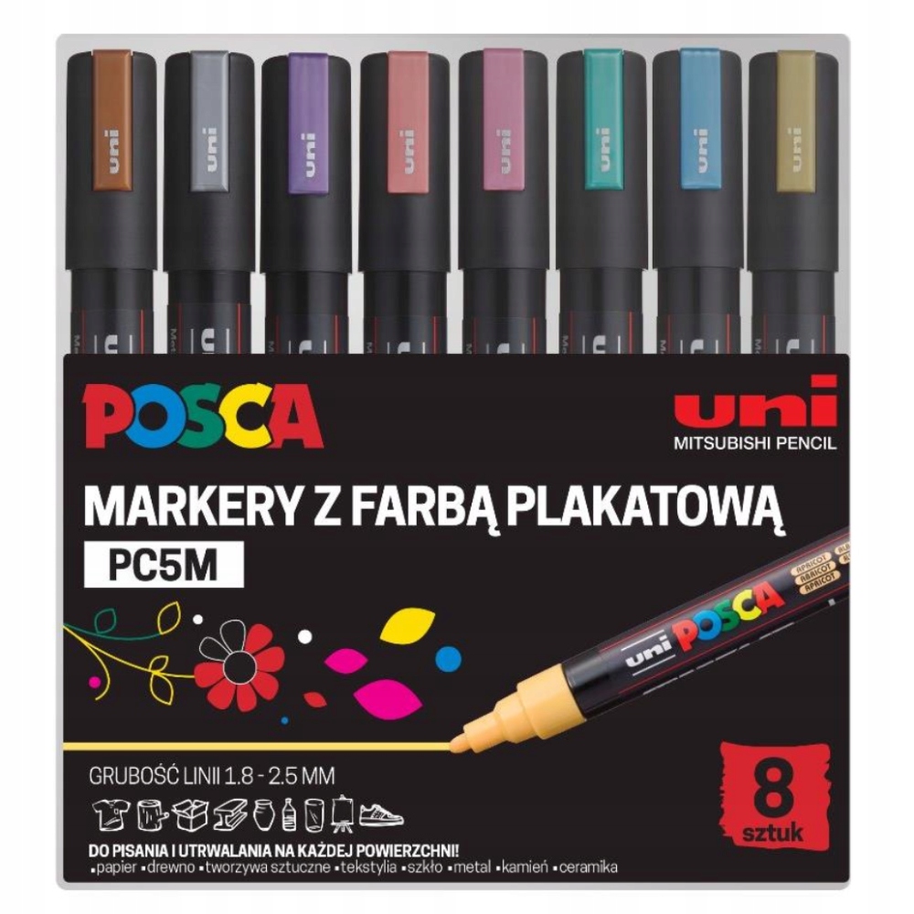 Sada popisovačů s plakátovou barvou 8ks PC5M kov