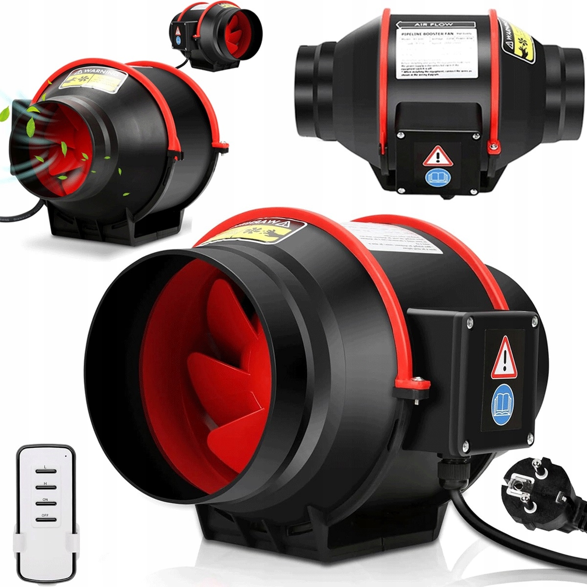 Ventilátor 310 m³/h s dálkovým ovládáním a regulací otáček 30dBA IP44 černý