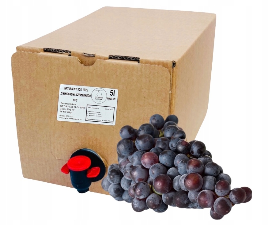 Levně Šťáva z tmavého Hroznové Víno 100% 5 l (V Kartonu) – lisovaná, Nfc, hroznové víno