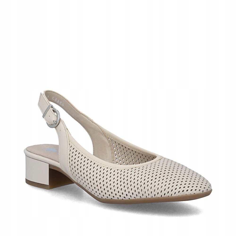 Rieker czółenka bez pięty Skórzane Ażurowe baleriny slingback Szersze tęg.H