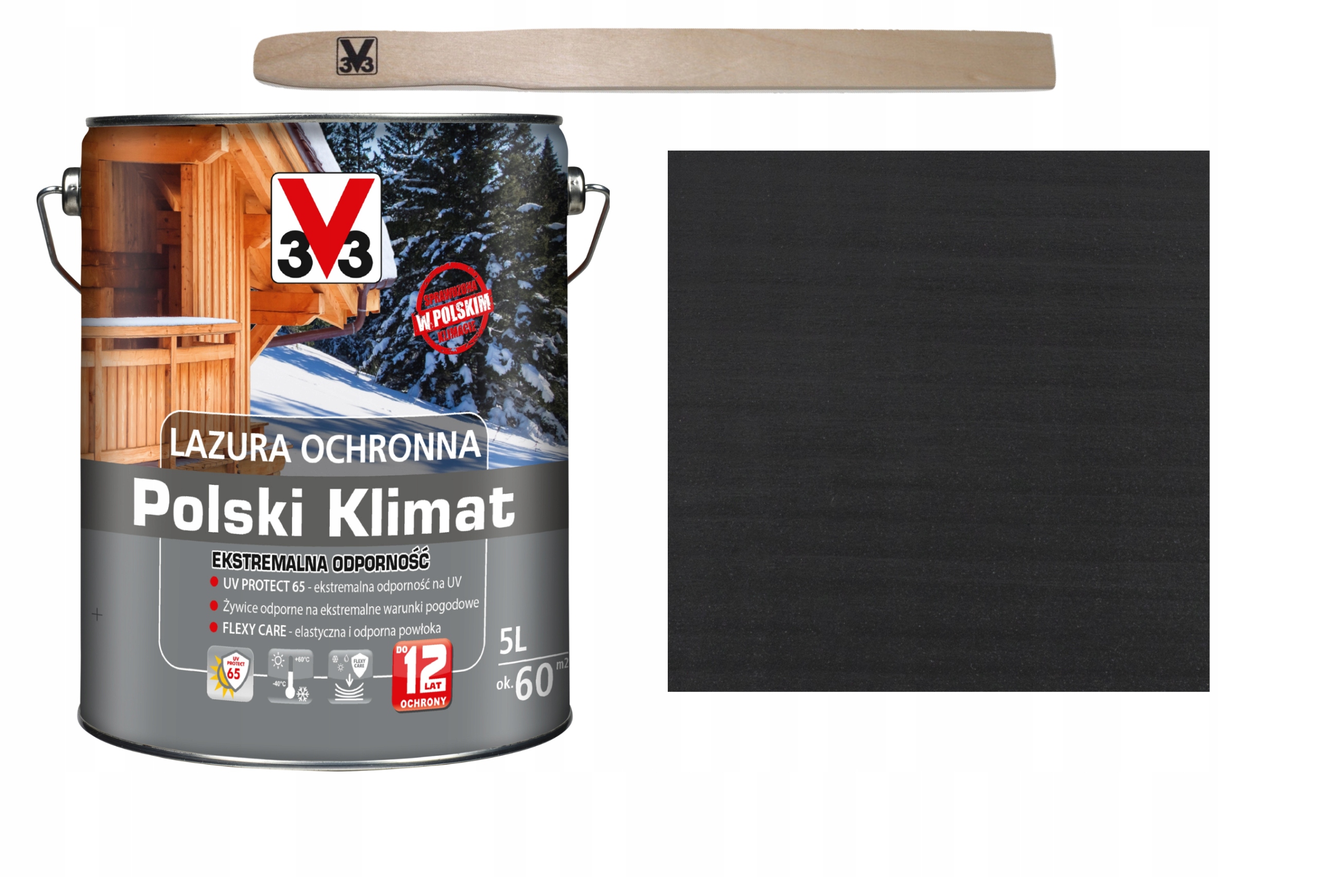 3V3 Wydajna Lakierobejca 12Lat Ekstremalna Impregnat Do Drewna Grafi 5000ML