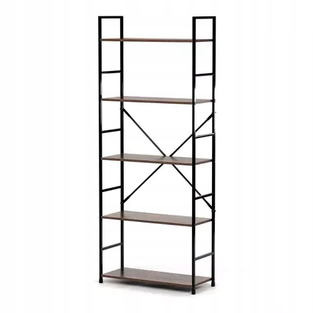 Autronic Regál, 5 polic, dekor staré dřevo, Mdf, černý lak (GD-225 Olw)