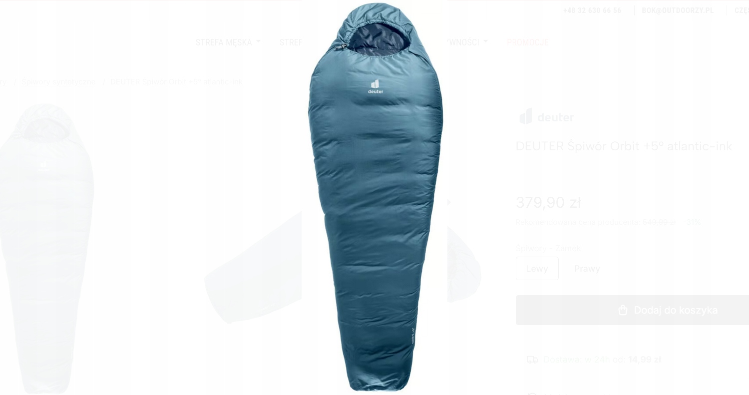 spací pytel Deuter Orbit +5° atlantic-ink modrý, pravý zip