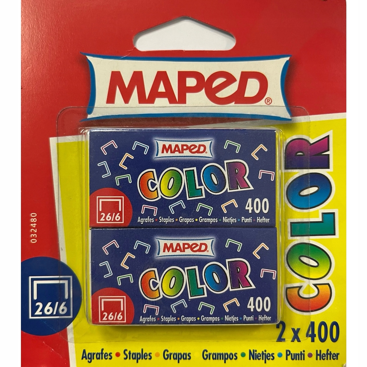 

Zszywki 26/6 kolorowe 2x400szt. 032480 Maped