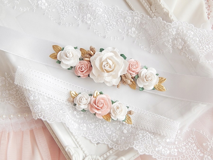 RÓŻANY Zestaw OPASKA i PASEK do sukienki LILIANA Marka bez marki