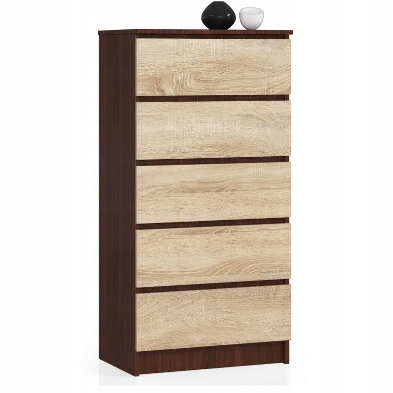 

Nowoczesna wysoka komoda wenge sonoma 60 5 szuflad