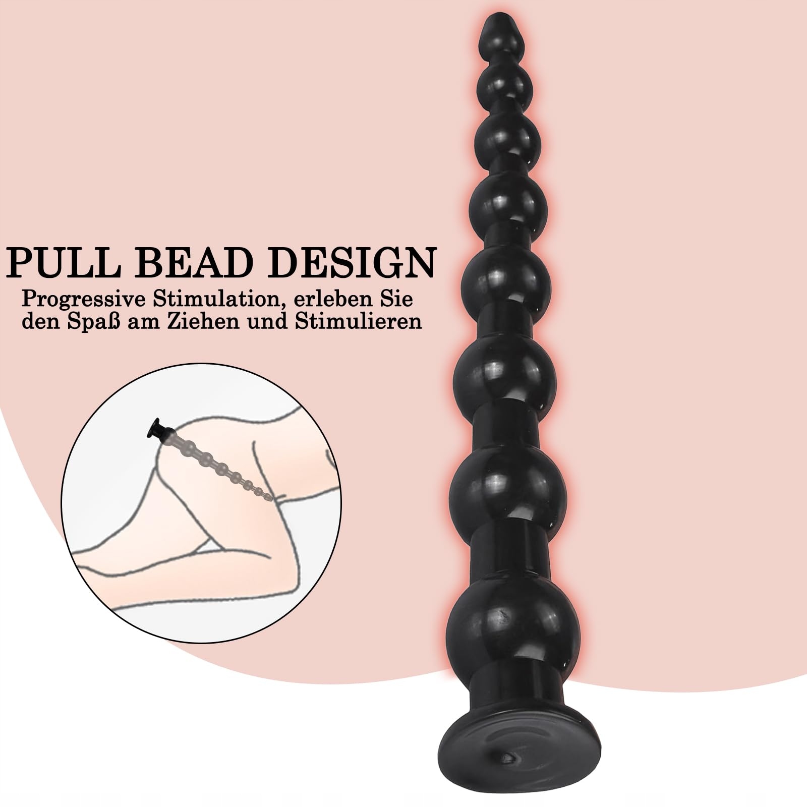 BDSMYEE Długie Analkulki 45 CM Analplug Dla Par Kobiet Mężczyzn Czarne — miniatura 6