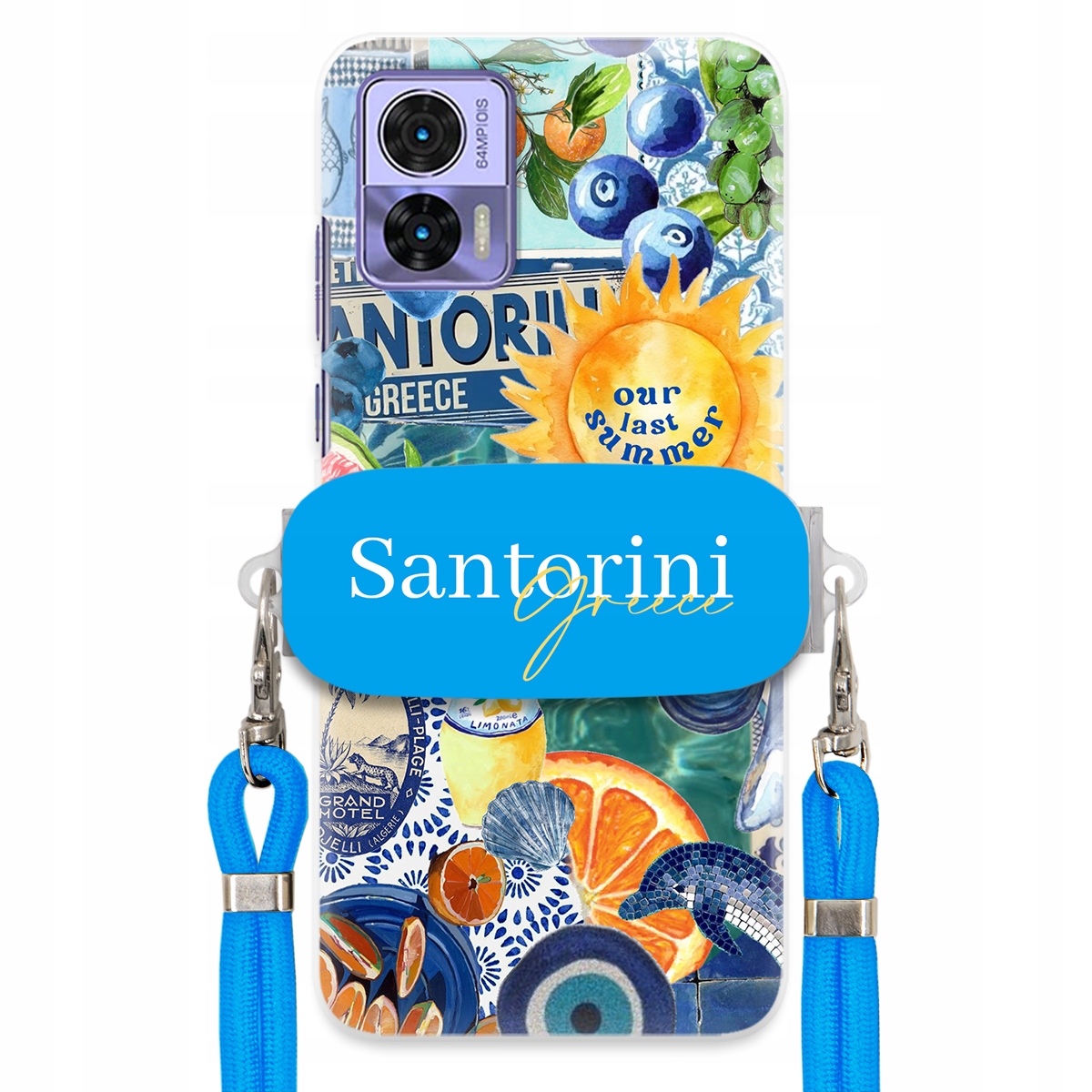 Puzdro pre Motorola Edge 30 Lite Modré vodítko držiak Santorini Sea Vibes