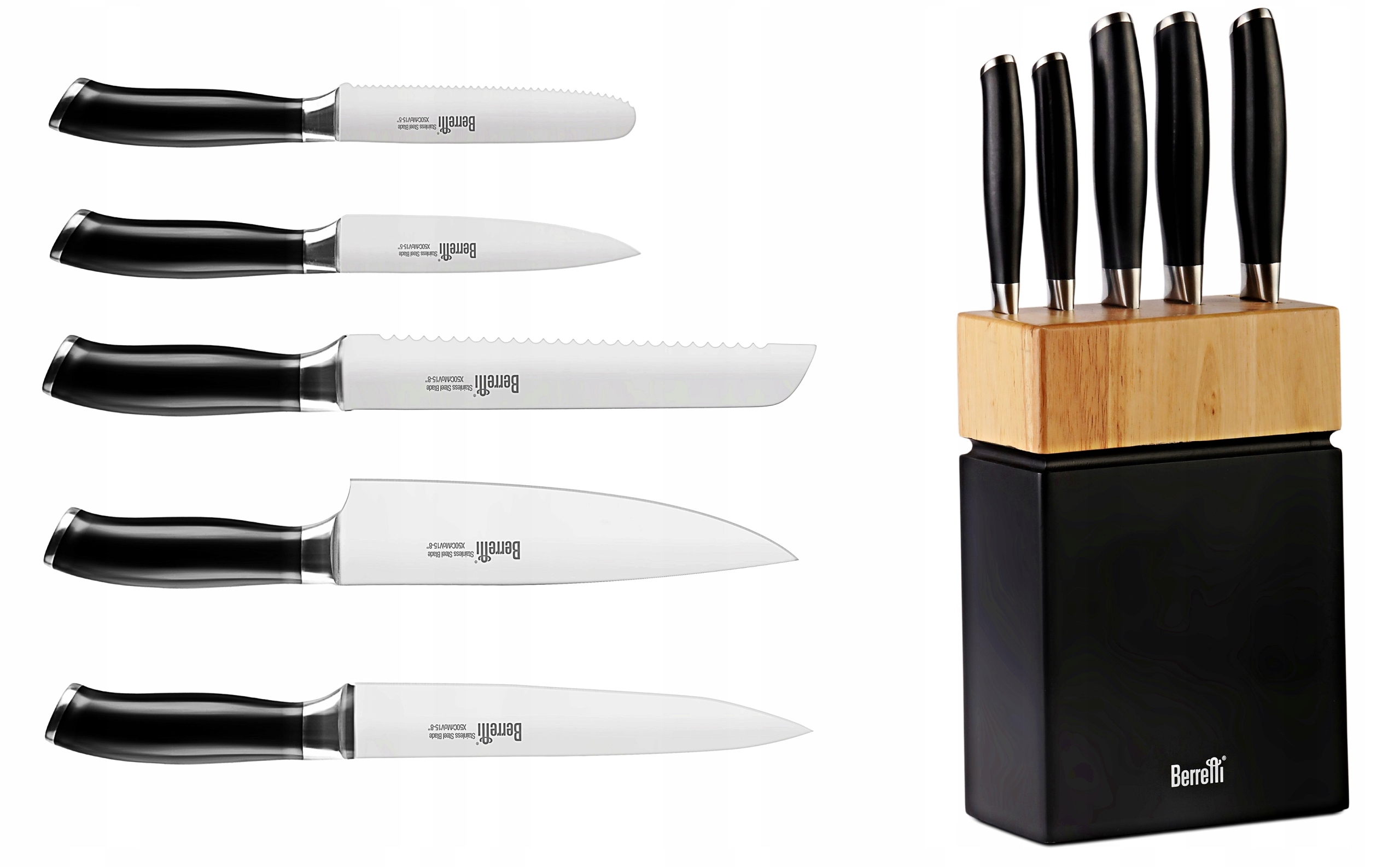 Nože v bloku Nůž s označením Komplet