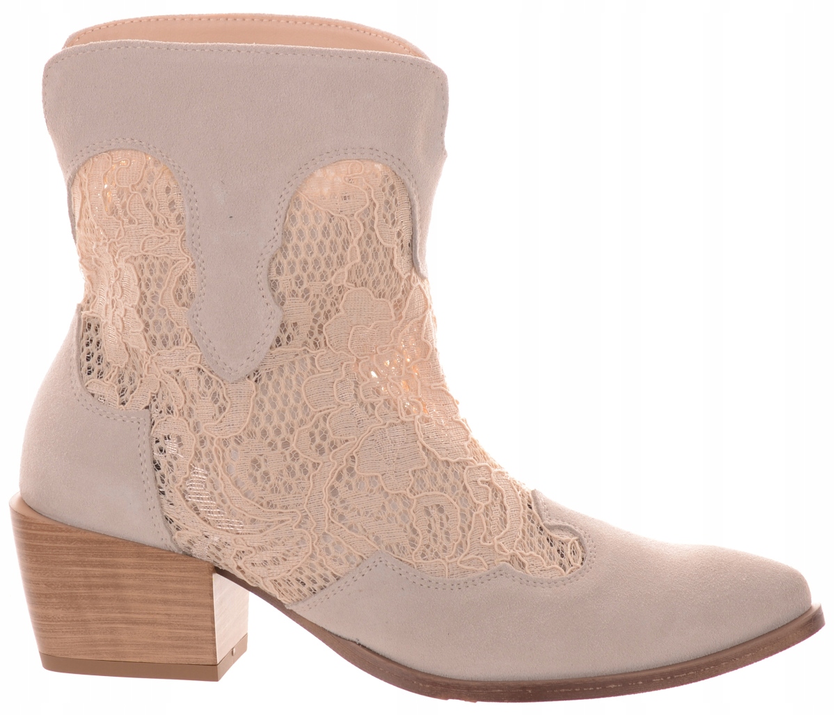 Béžové Dámské Kotníkové Boty Kovbojské Boty Kožené Síťoviny Jarní Ženské Ulmani 37