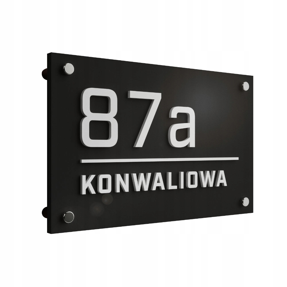

Czarna tablica 3D adres ulica numer domu na ścianę