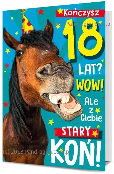

Karnet na 18 Urodziny kartka koperta Stary Koń