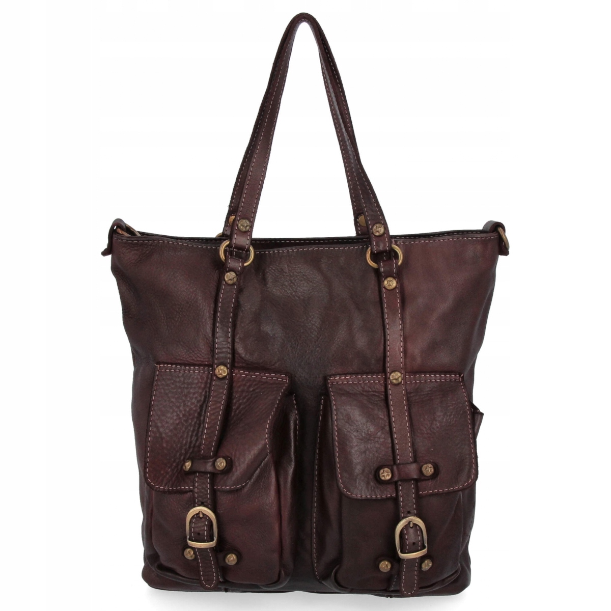 Vittoria Gotti Premium Kožená kabelka ve stylu Vintage, čokoládová