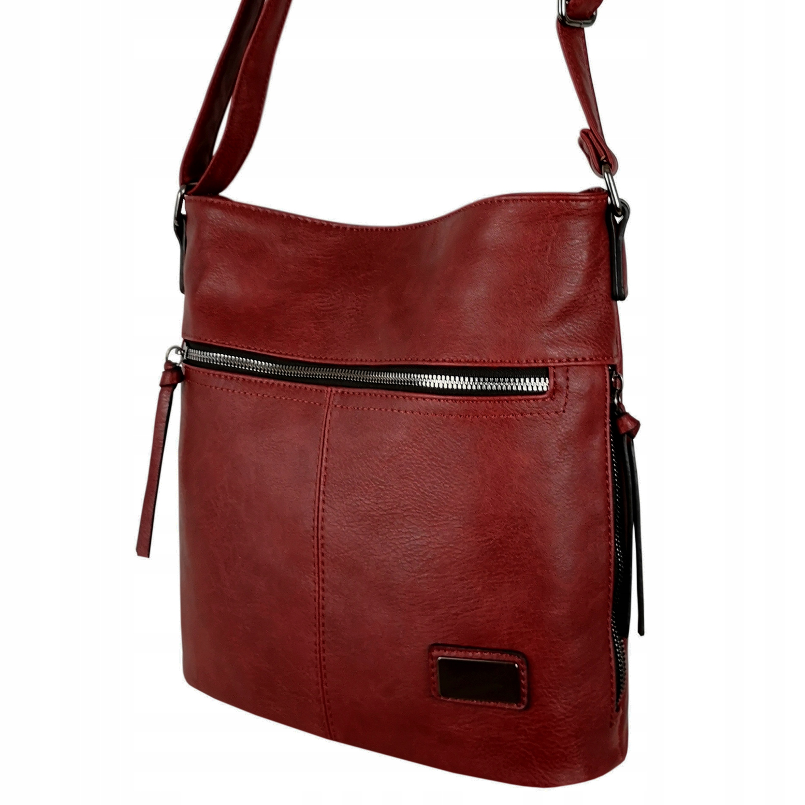 Torebka Damska Listonoszka Bordowa Torba Worek A5 Na Ramię Długi Pasek