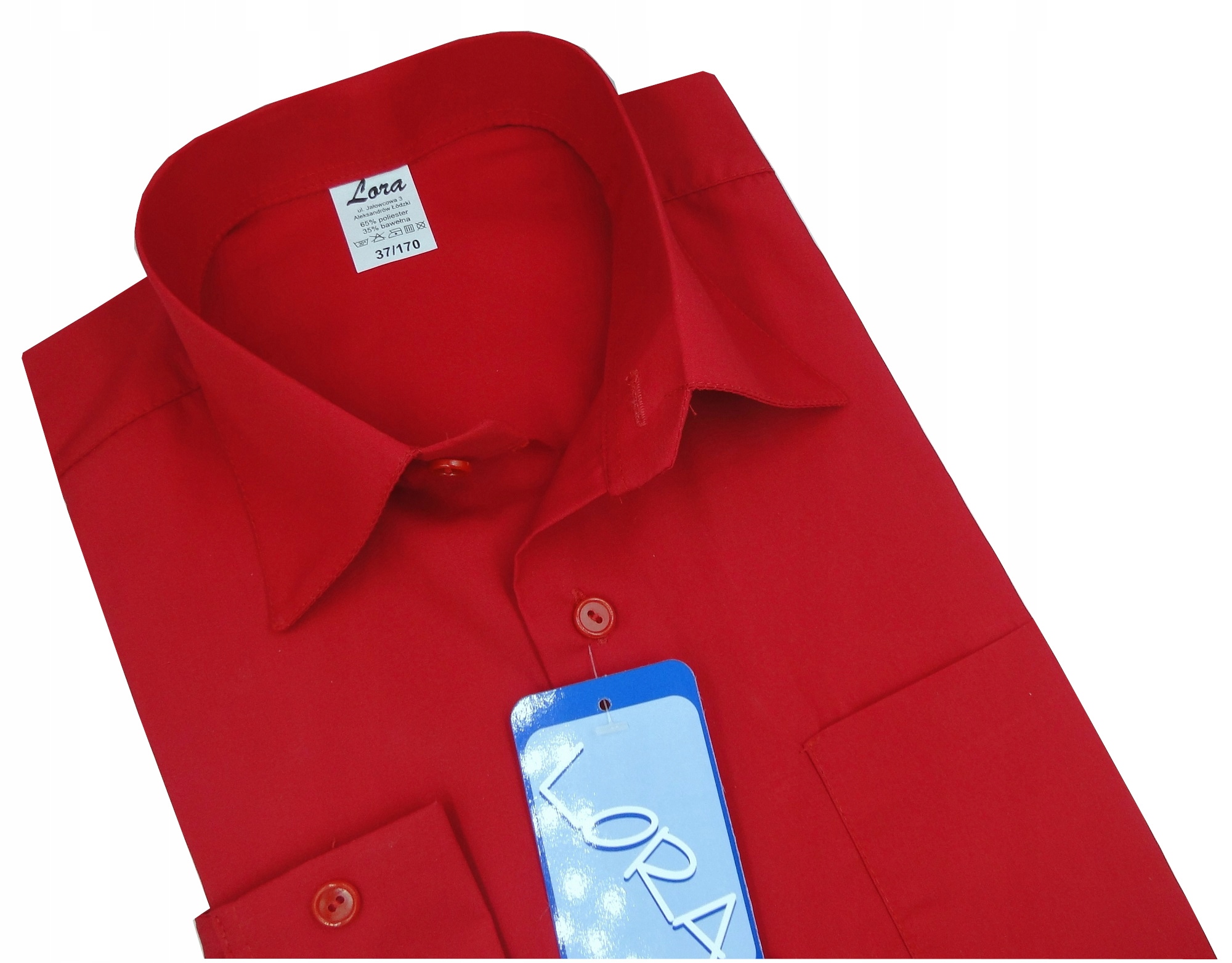 Koszula chłopięca wizytowa czerwona długi r. 140 Rękaw długi rękaw
