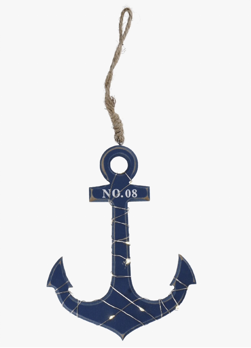 

Kotwica drewniana zawieszka Led 20cm granatowa