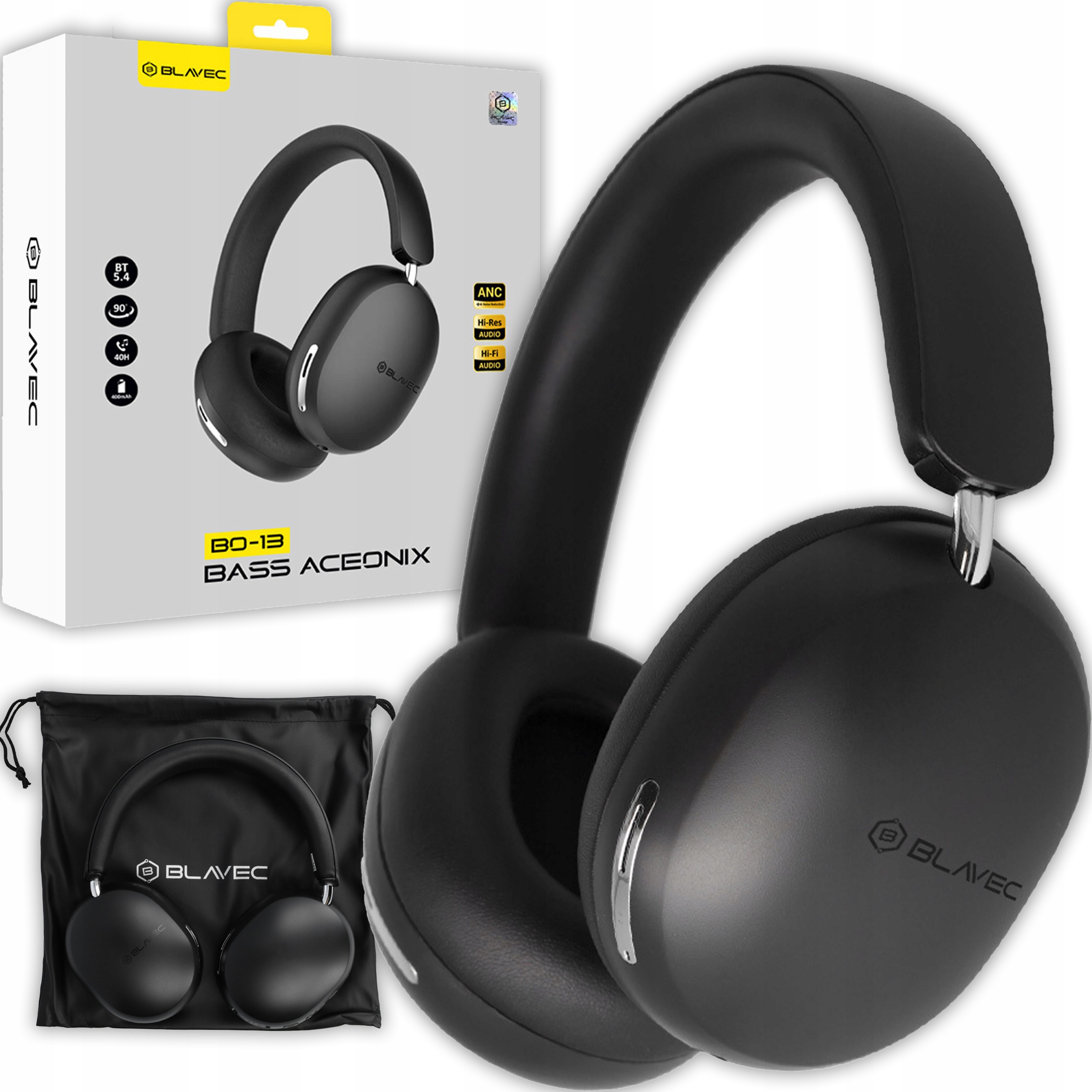 Sluchátka Blavec přes uši Bluetooth BO-13 Bass Aceonix Anc (BO13-B) černá