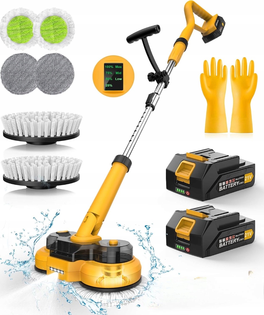 Levně Rotační Myčka Qimedo Elektrický Akumulátorový Kartáč 6000MAH +2 Aku