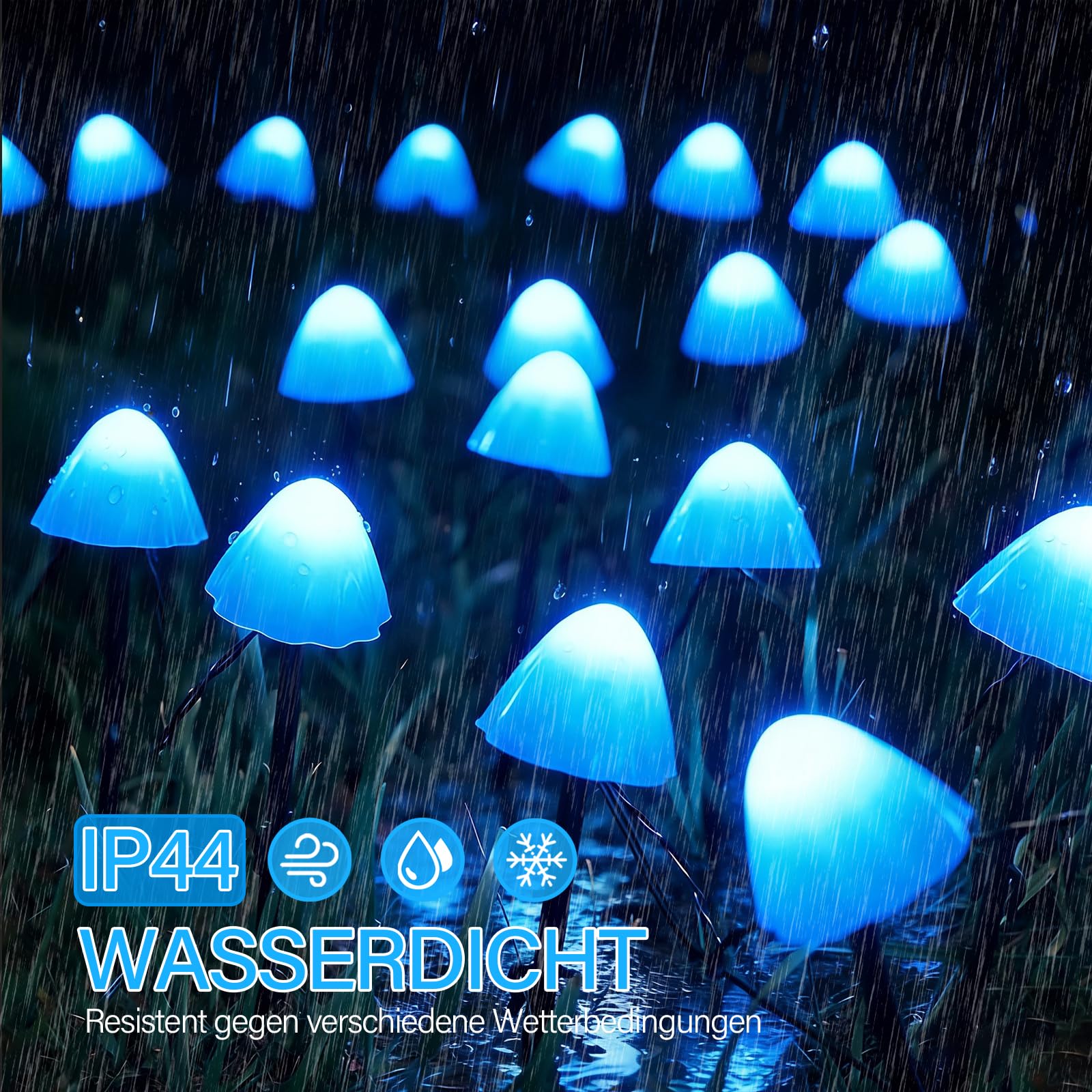 TOTHDATE Mini Solar Lamps Mushrooms Blue 5M 20 LED IP44 Outdoor Garden — miniatura 4