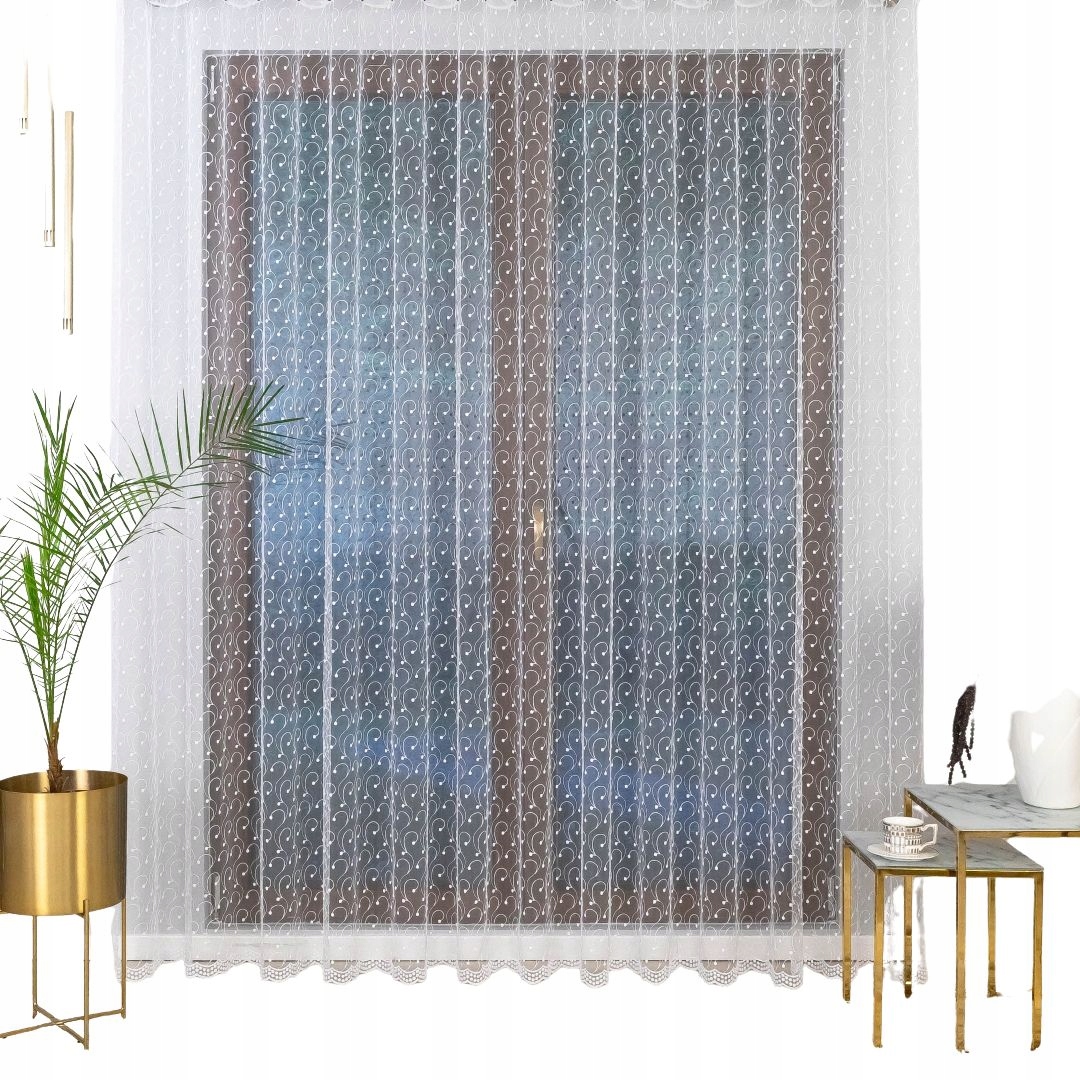 Záclona s řasící páskou – květinový motiv 300 x 210 cm