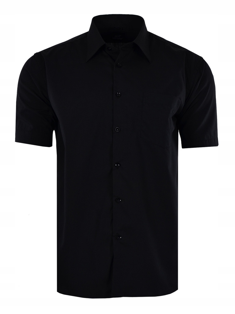 47/48 Koszula Gładka Czarna Krótki Rękaw Duża