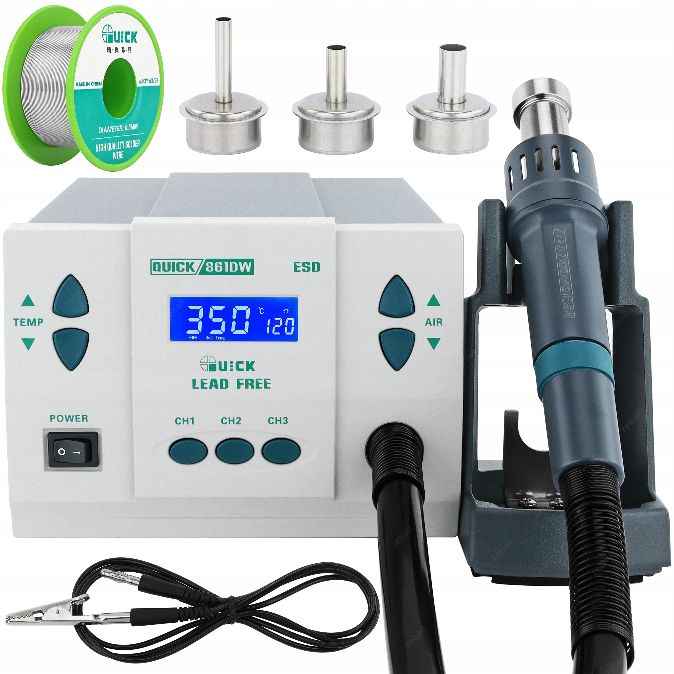 Set Pájecí Stanice Hot Air Quick 861DW 1000W Cín Quick 18g Svářečka