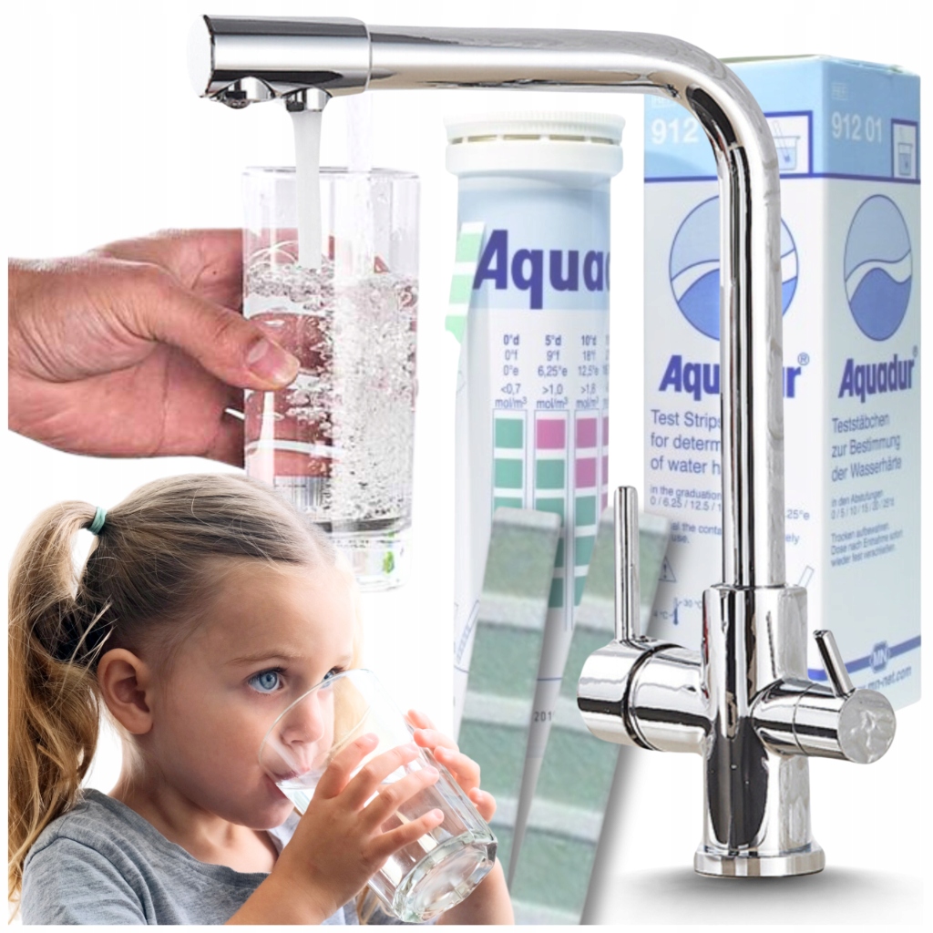 Trojcestná Kuchynská Bateria s otočným výtokom Kohútik do kuchyne Filter Chrom