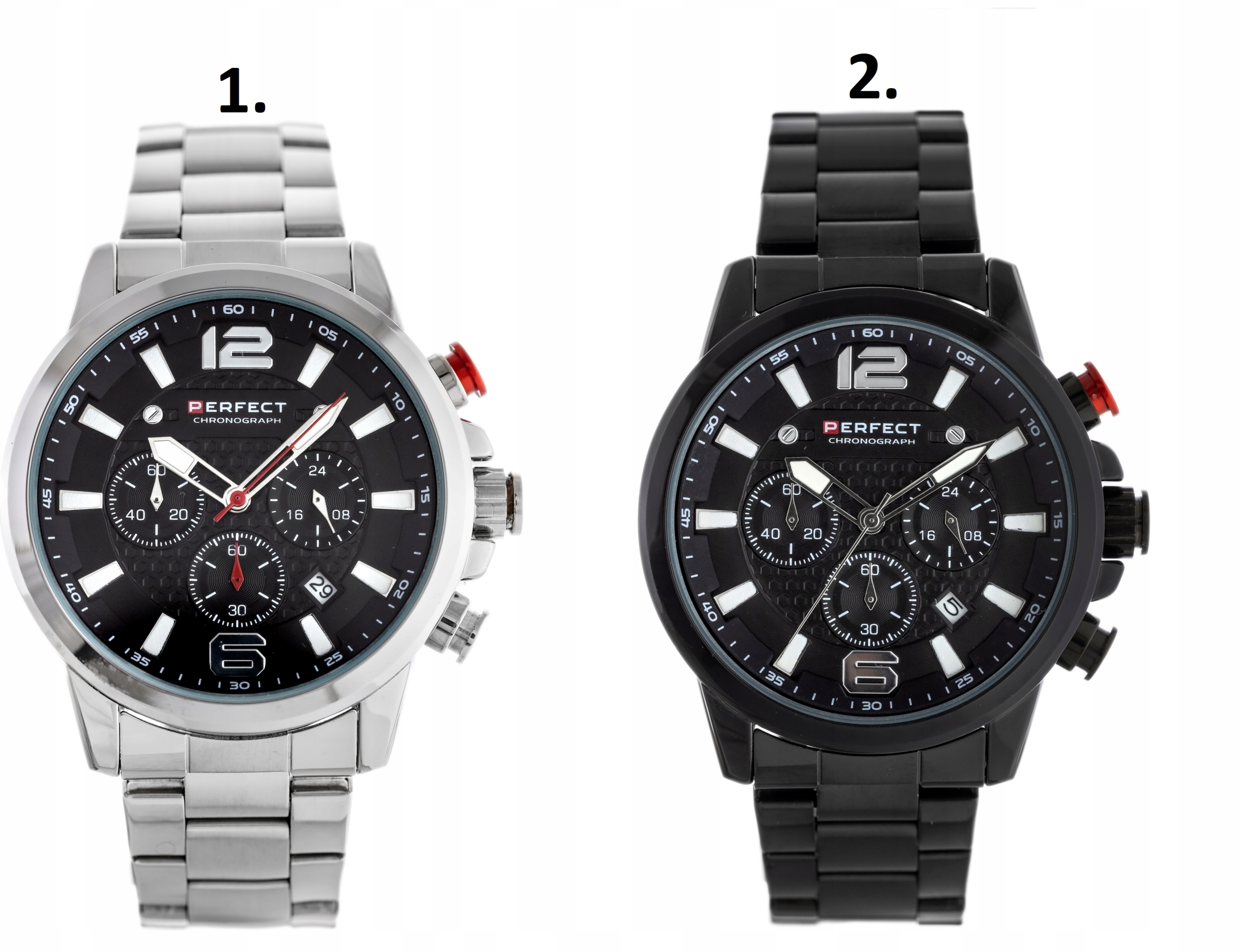 ZEGAREK MĘSKI PERFECT BOLTON +BOX +GRAWER CHRONOGRAF DATOWNIK STALOWY Marka Perfect