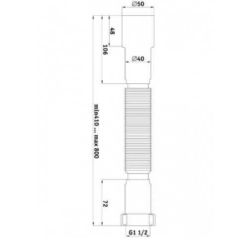 Syfon do zlewu Elastyczny Rozciągany Regulowany 1"1/2 x 40/50 mm EAN (GTIN) 5905647150833