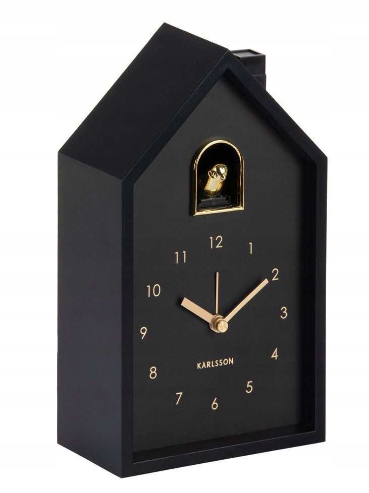 Černý Zlatý Stolní Budík S Kukačkou Karlsson KA6077BK
