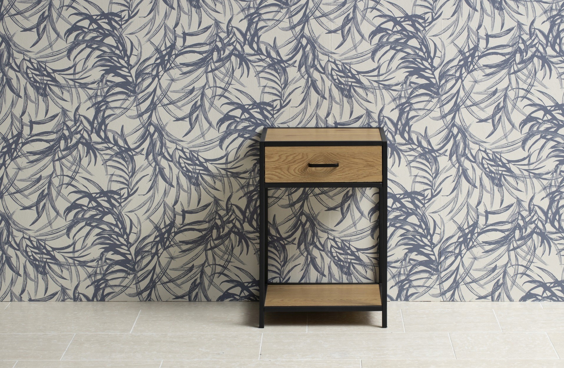 Szafka nocna z szufladą DREWNO + METAL stolik LOFT Głębokość mebla 35 cm