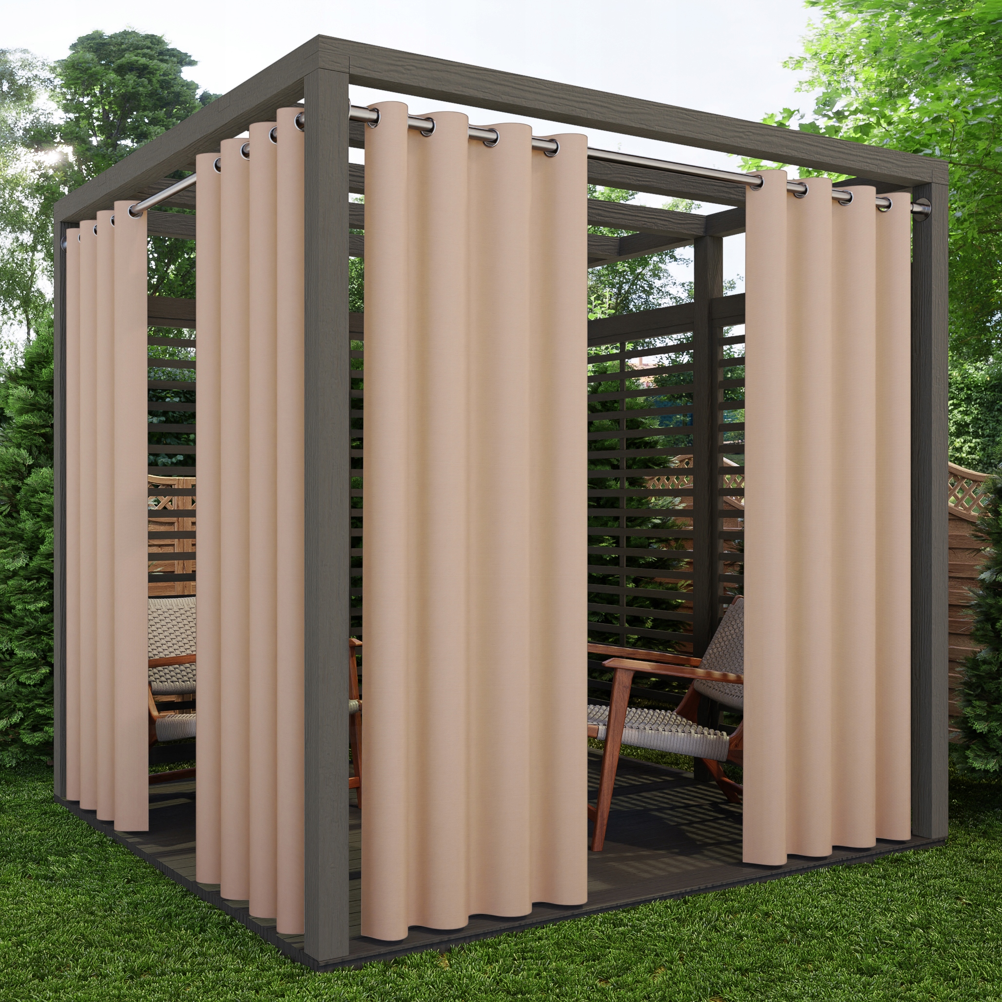 ZASŁONY OGRODOWE 155x220 WODOODPORNE NA PRZELOTKACH KOTARA DO OGRODU TARAS Długość 2.2 m