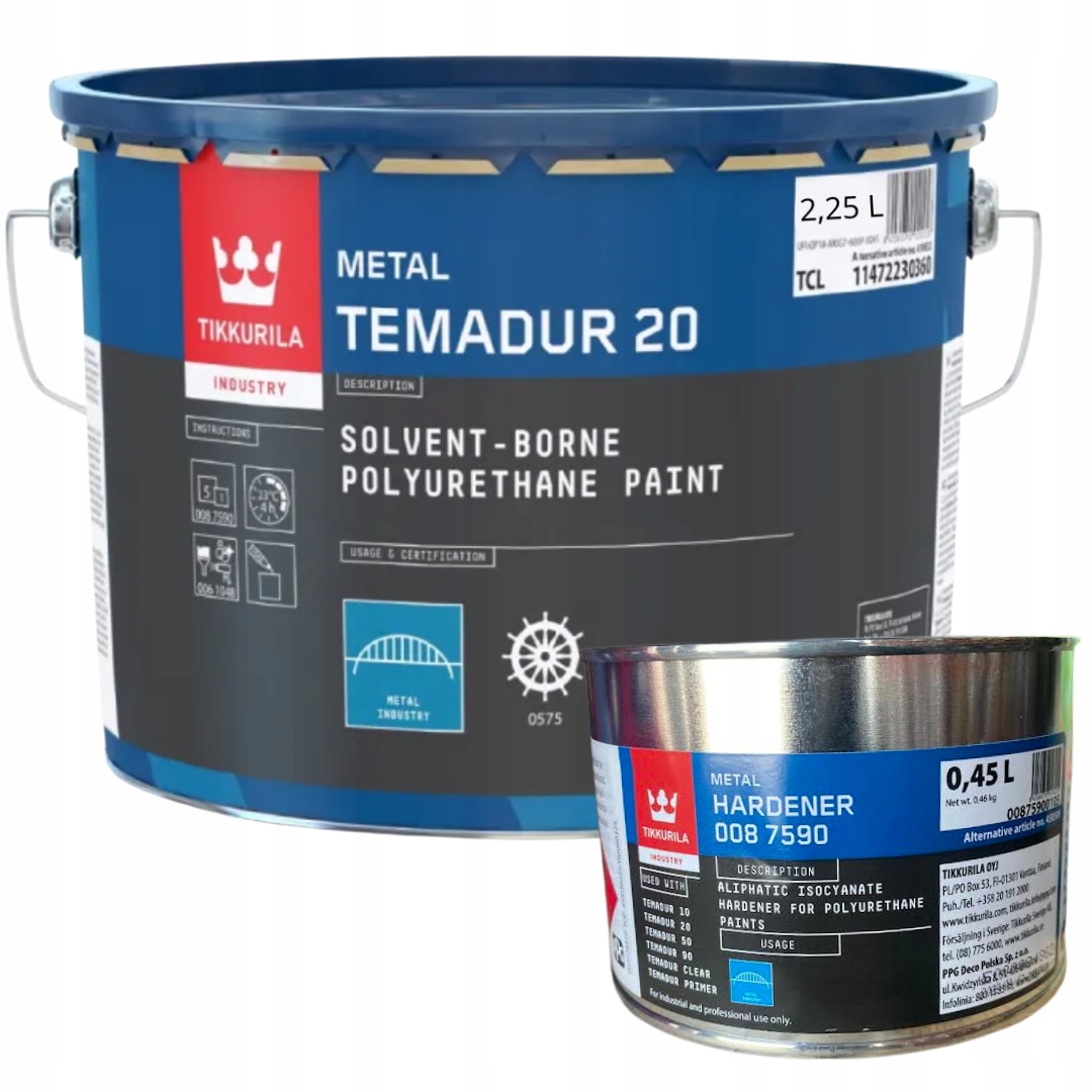 Tikkurila Temadur 20 Tcl 2,25L Barva Polomatná Tužidlo