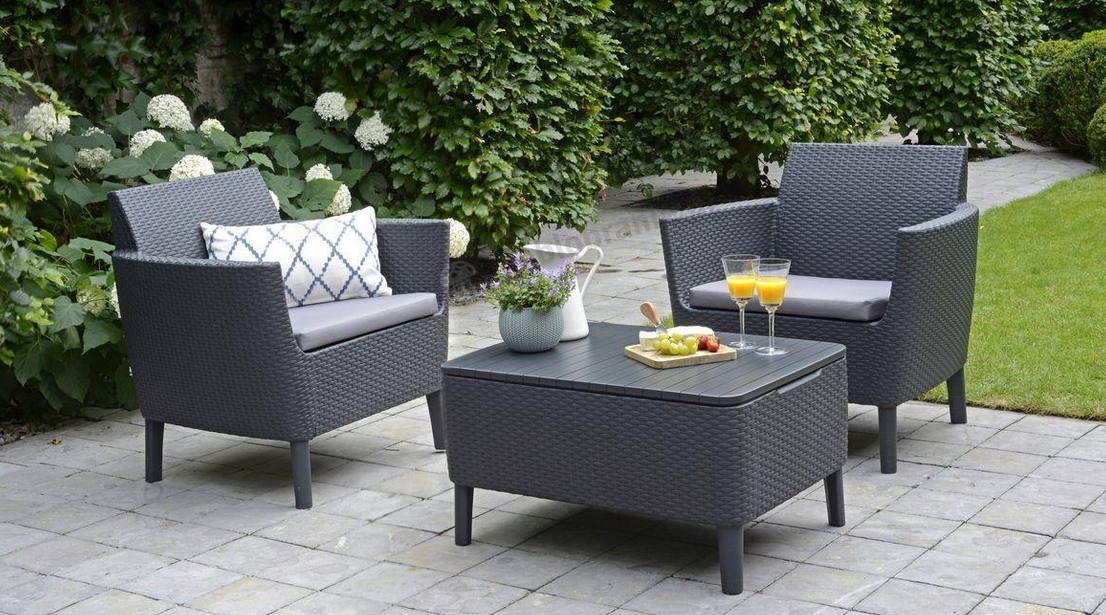 STOLIK OGRODOWY ZE SCHOWKIEM SALEMO GRAFITOWY KETER Wysokość mebla 42 cm