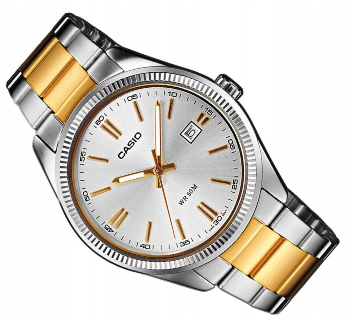 Klasické Pánské Vodotěsné Hodinky Casio MTP-1302PSG -7AV, Dvoubarevné