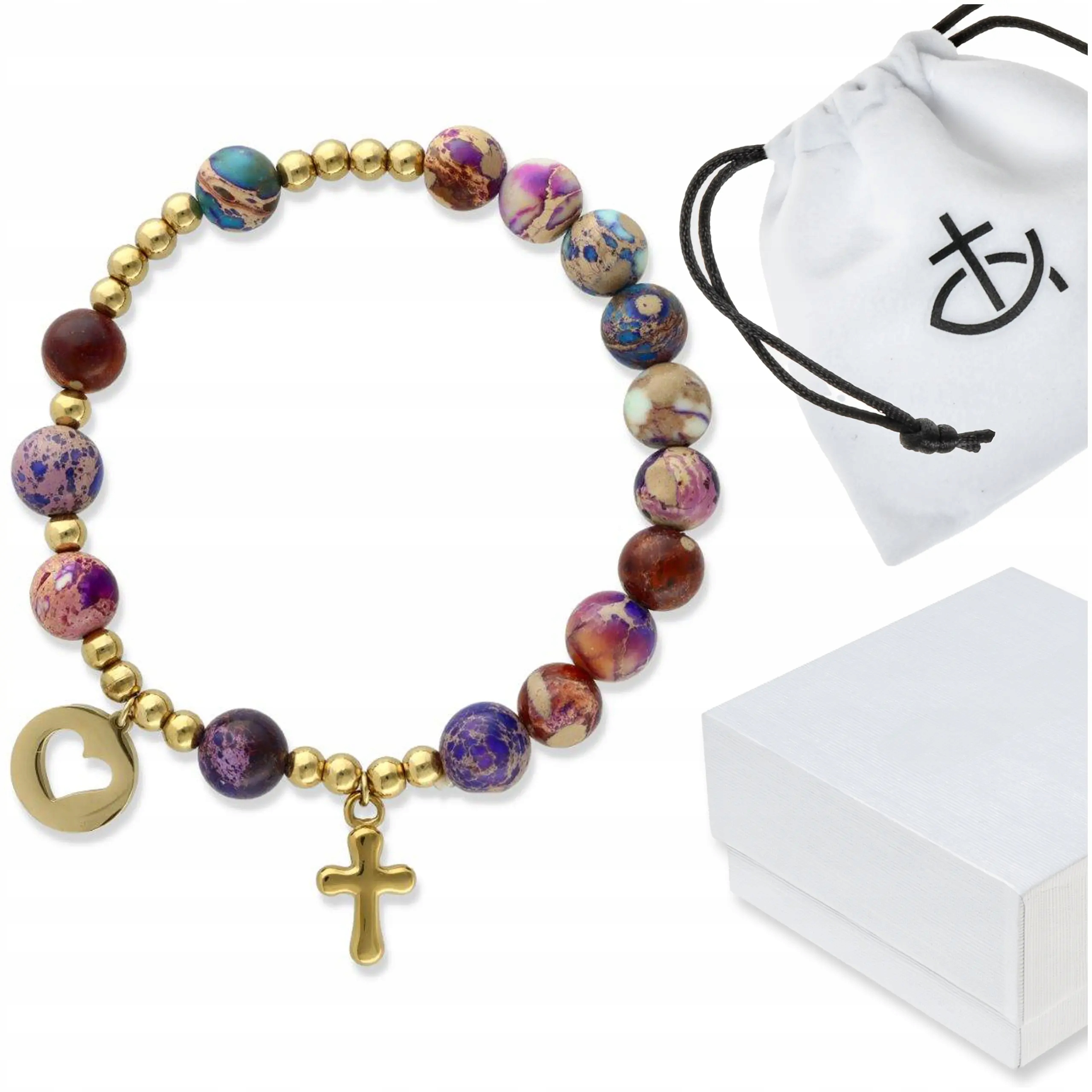 Růženec náramek na ruku z kamenů jaspis císařský Krabička jako dárek