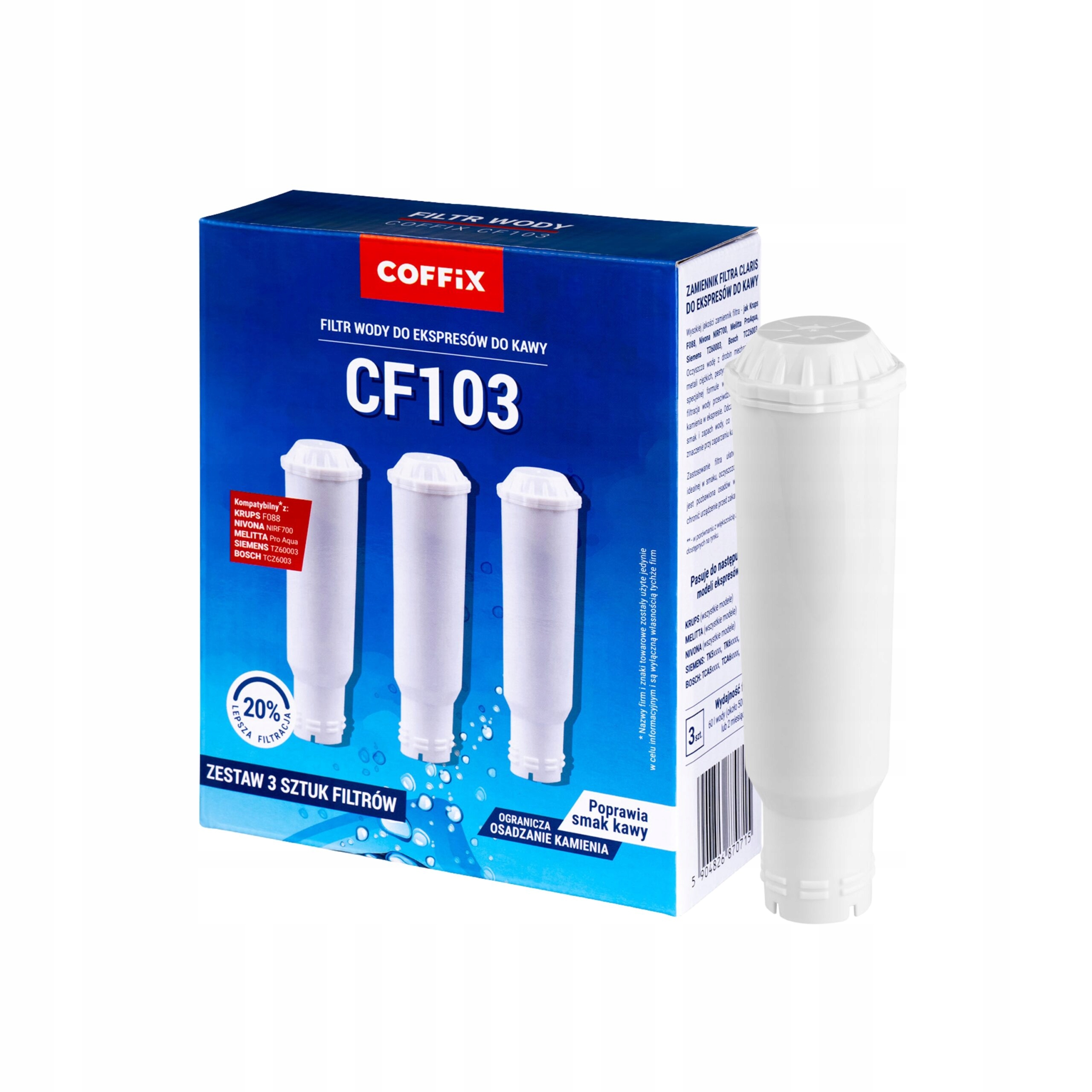 3x Filtr do ekspresu Melitta Nivona Krups Siemens zamiennik Coffix CF103