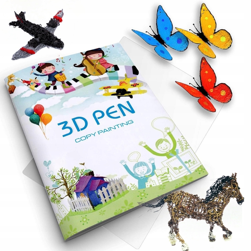 AKCESORIA DO DŁUGOPISU 3D WKŁAD FILAMENT 200M + MATA + KSIĄŻKA Z SZABLONAMI Marka Hikey