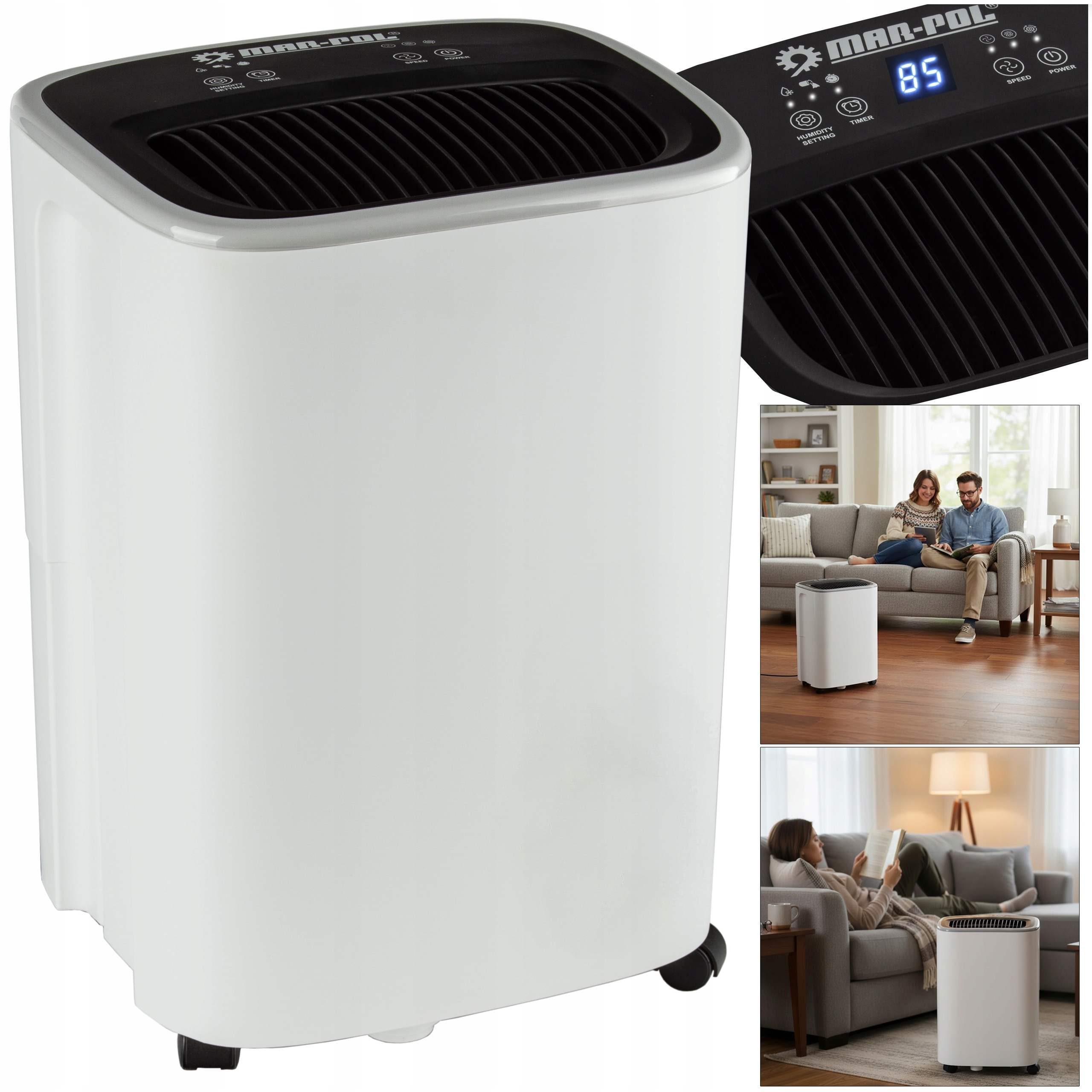 Výkonný Odvlhčovač Vzduchu Pohlcovač Vlhkosti Tichý Časovač 12L/24H Mar-pol