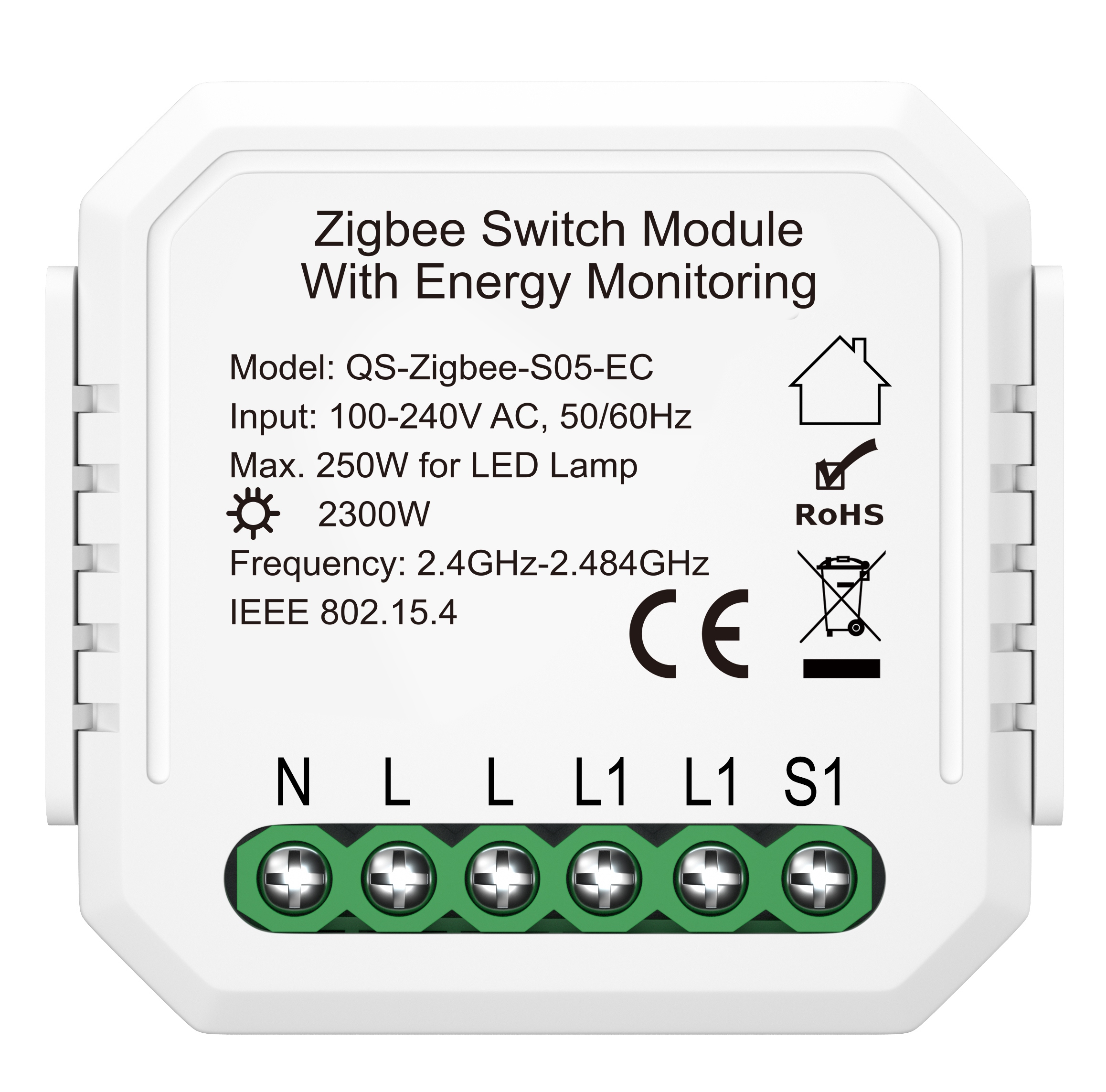 Przekaźnik ZigBee TUYA z pomiarem prądu 10A 2300W EAN (GTIN) 5904183697376