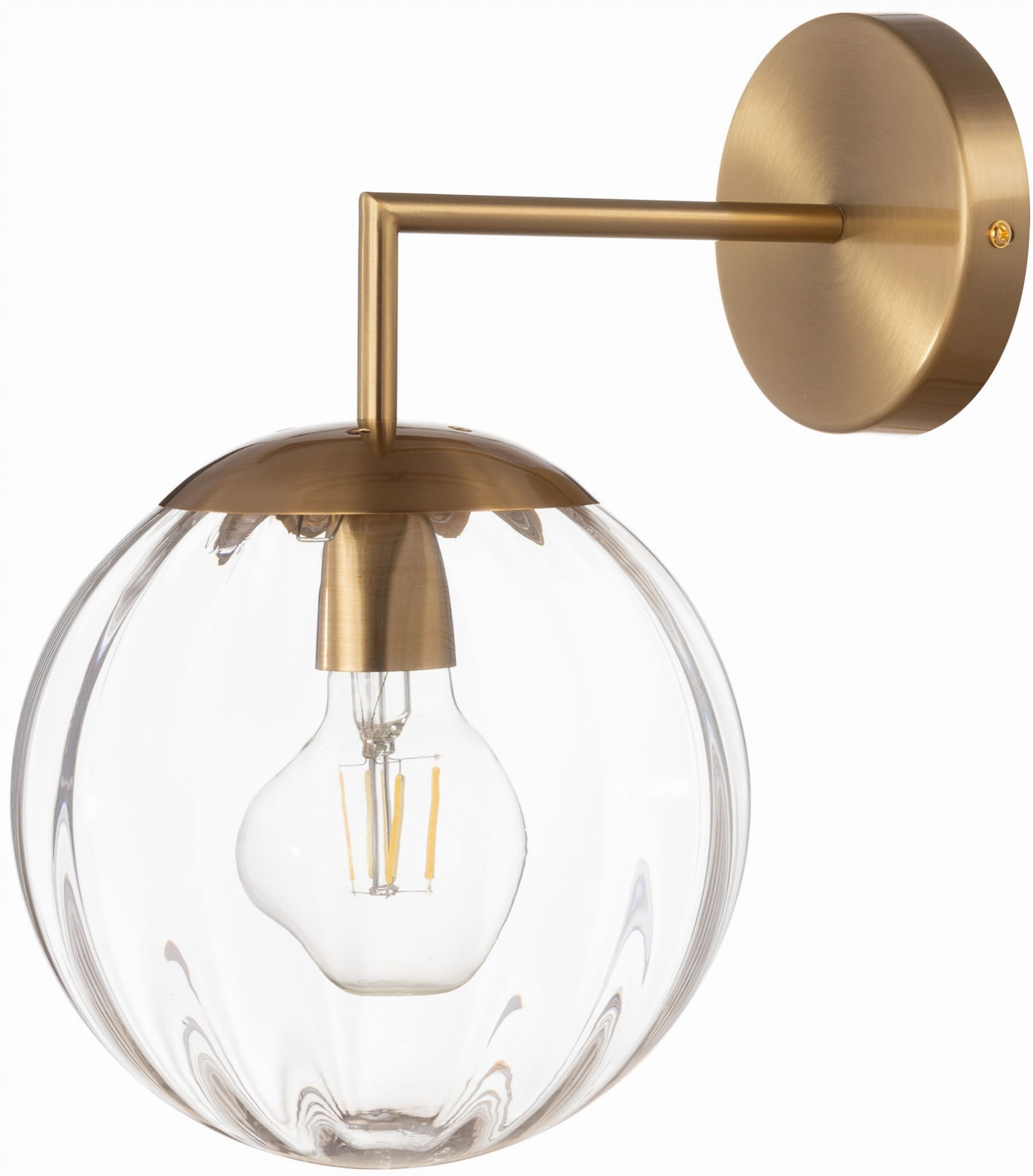 Kinkiet metalowy złoty Pandora szklana kula