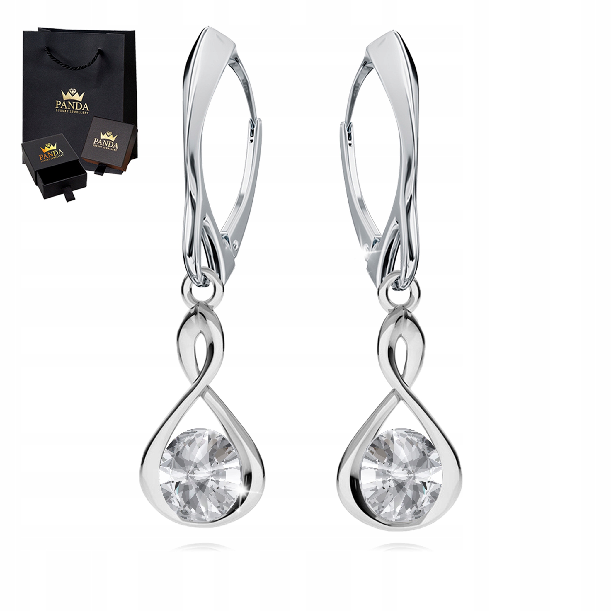 Náušnice Dlouhé Stříbrné Závěsné Infinity Dárek Pro Ni Matky babičky Dcery