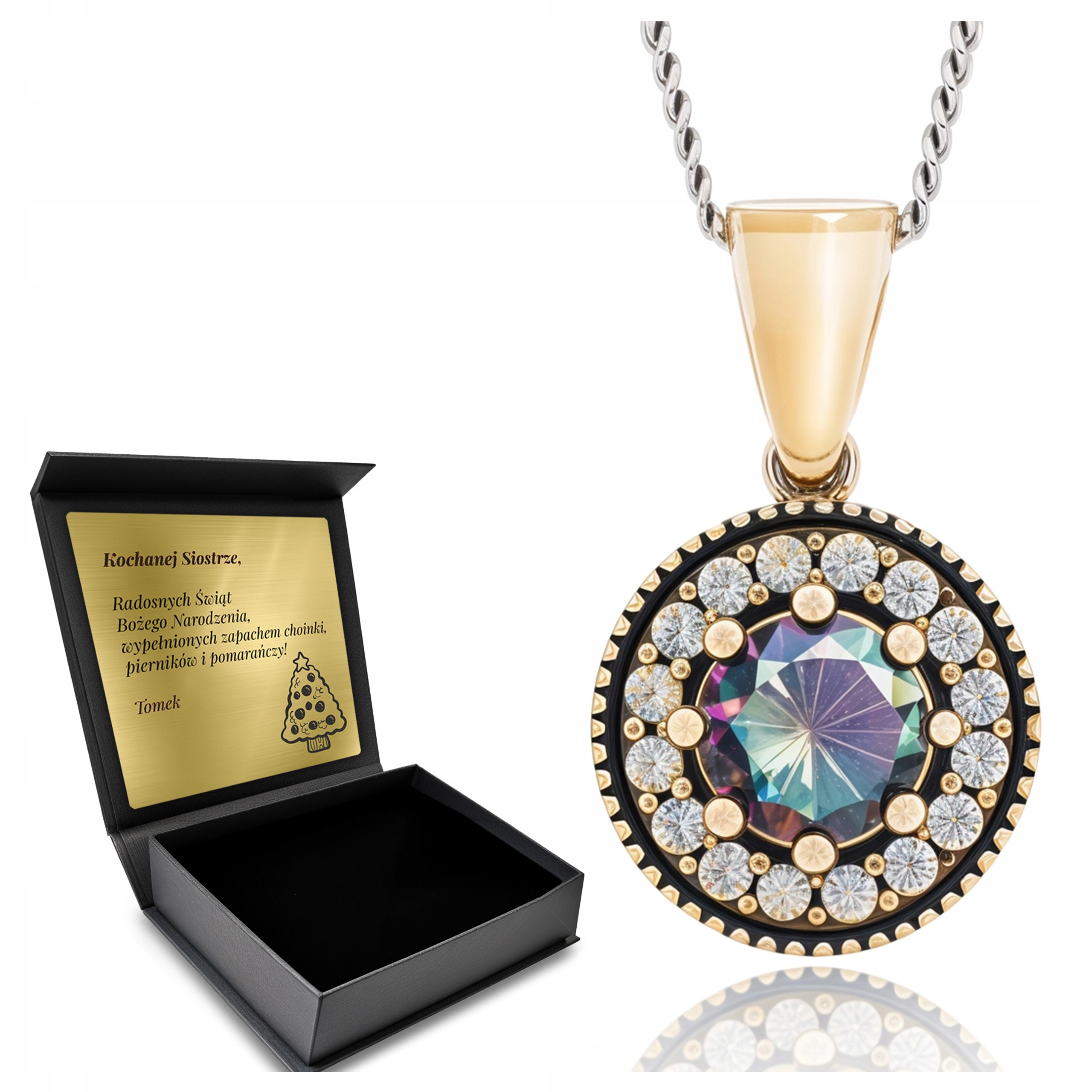 Stříbrný Náhrdelník 925 S Mystickými Zirkony Topazem pro ženy Gravírování