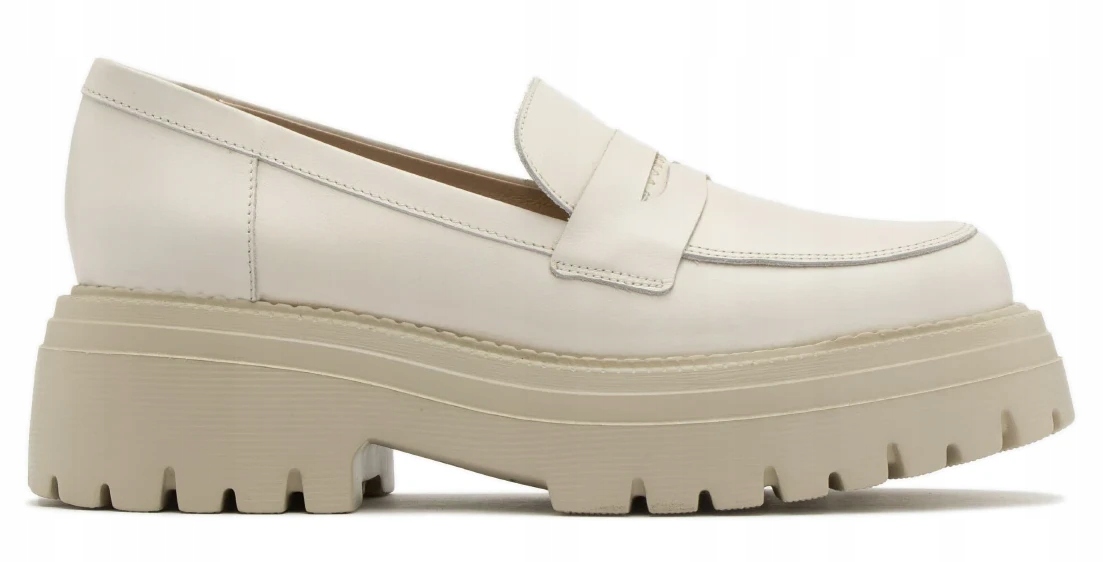 Krémové Dámské Mokasíny Na Platformě Kožené Dámské Módní Ryłko 39